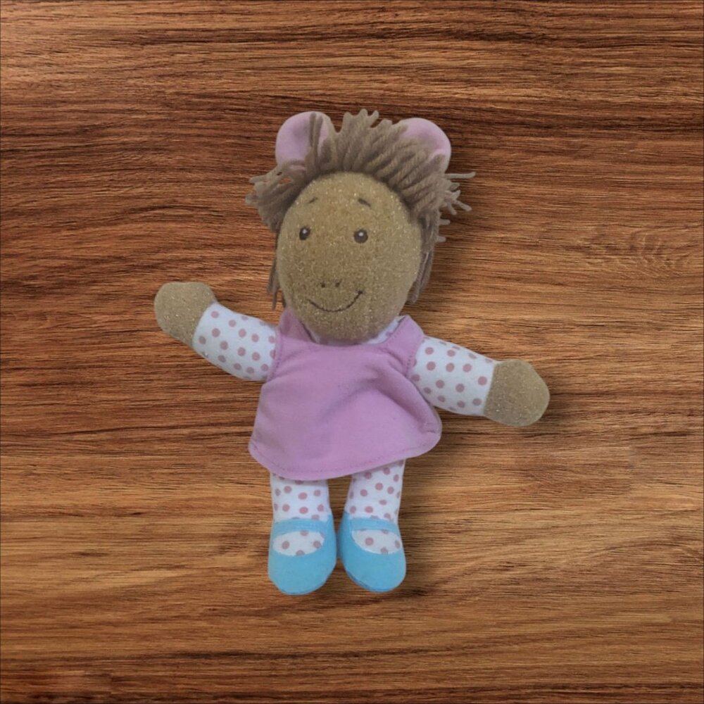 Playskool D.W. Stuffed Doll Arthurs Sister Pink Dress 10" Plush no sound box